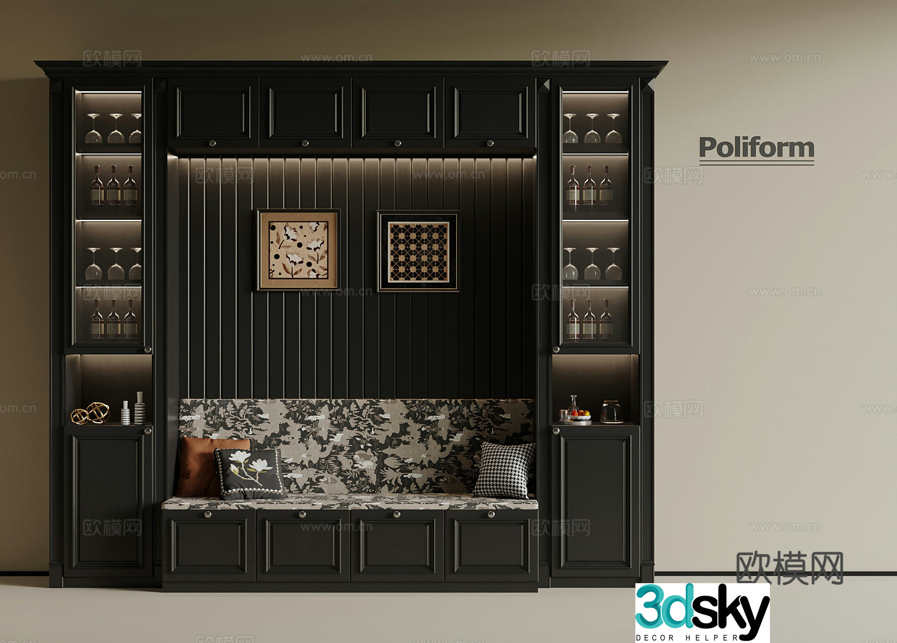 American style deck wine cabinet 3D model