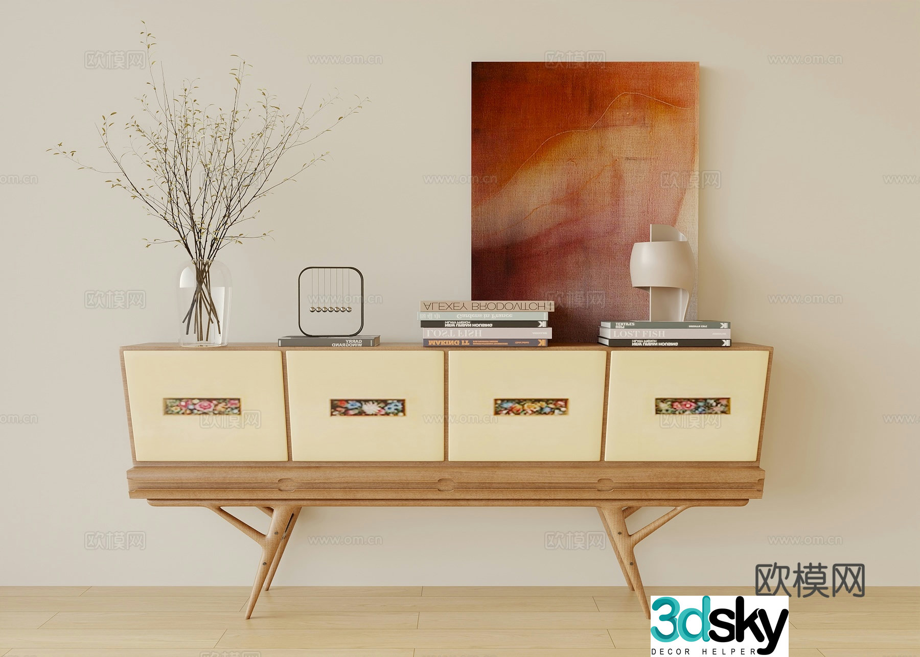3D model of medieval style decorative cabinet