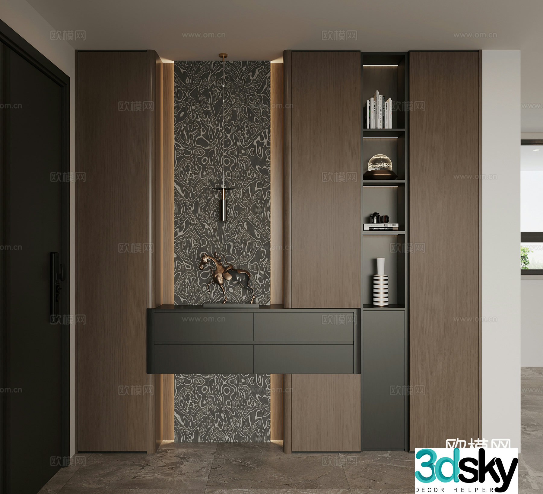 Modern Italian style home entrance shoe cabinet 3D model