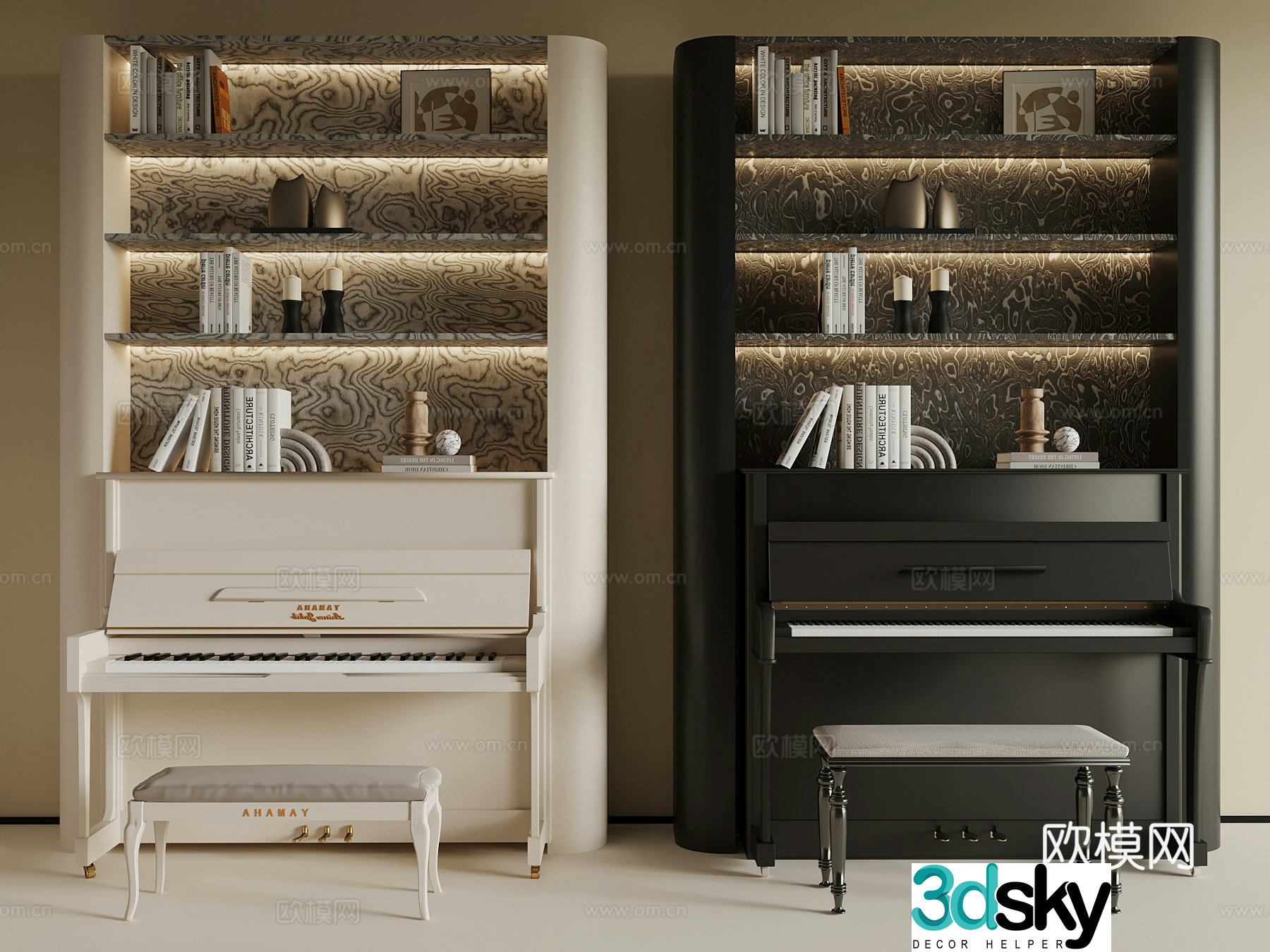 Modern piano cabinet piano 3d model