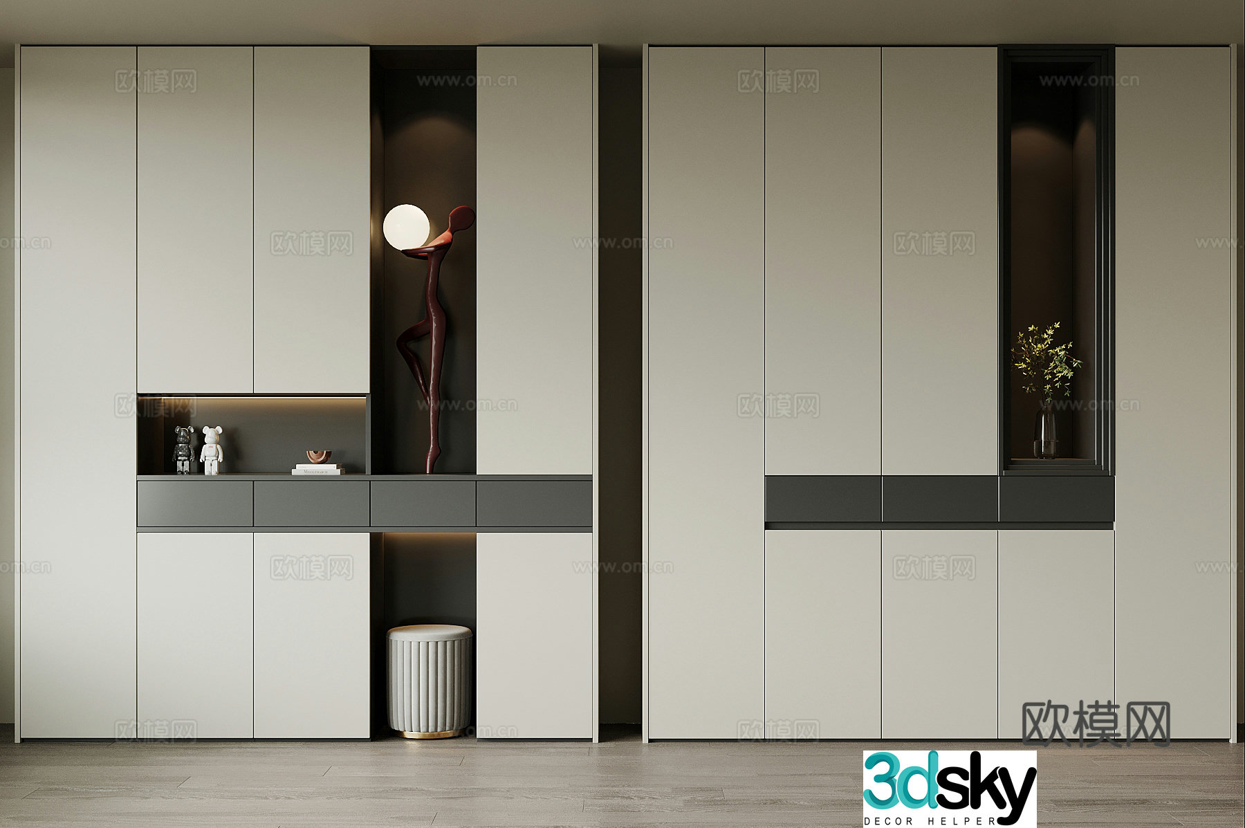 Modern porch cabinet shoe cabinet 3d model