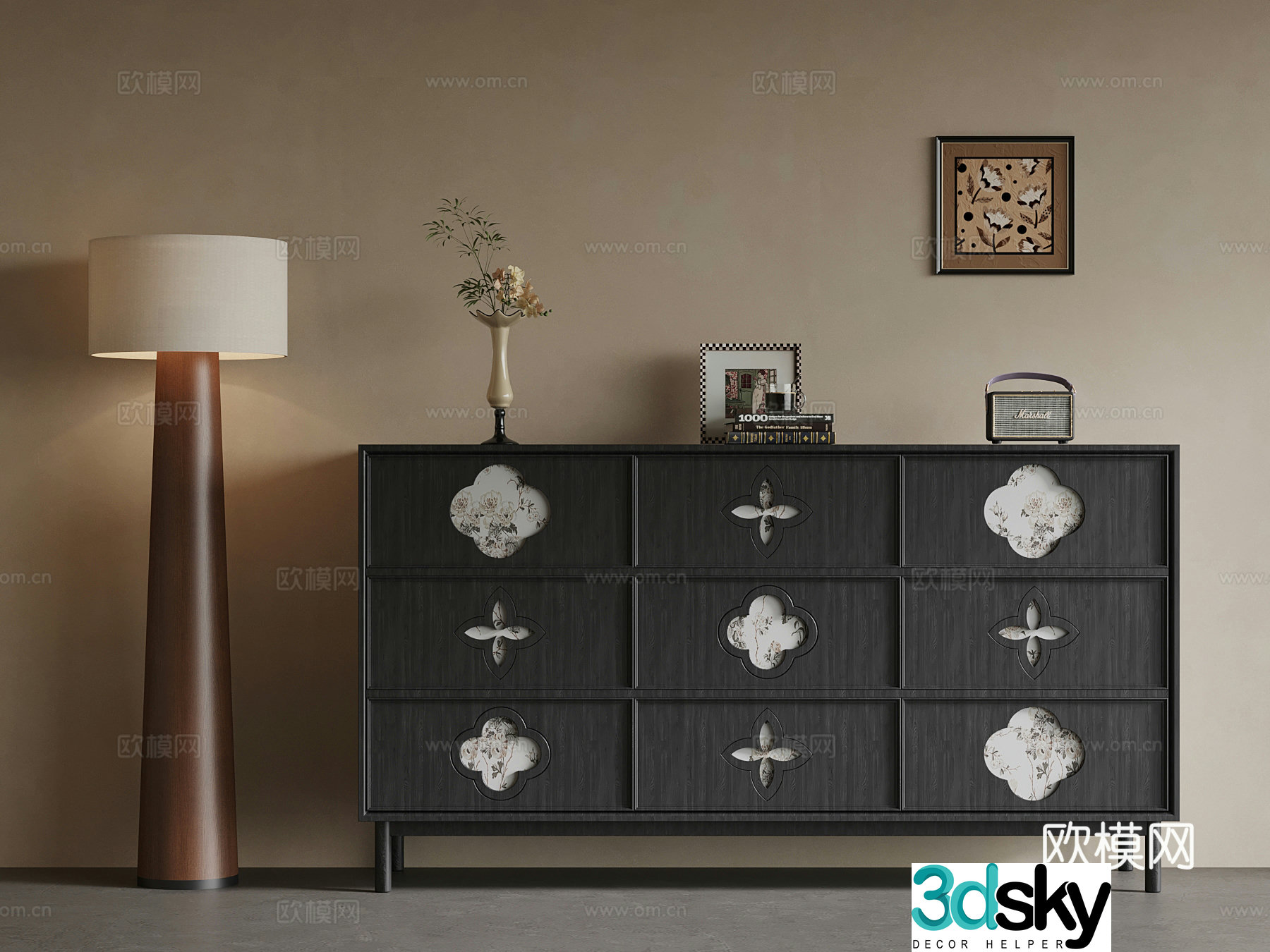 French medieval style entrance cabinet 3D model