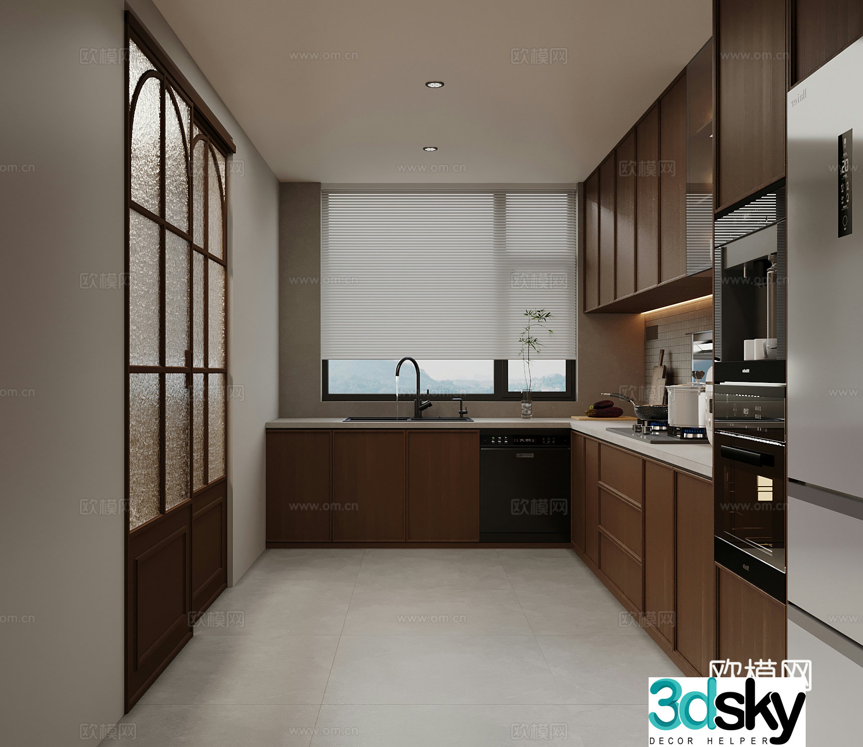 Middle style kitchen cabinet 3d model