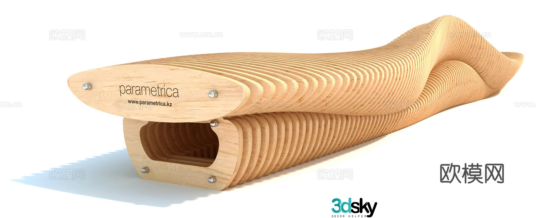 Modern wooden creative seats Park chair Beach chair Outdoor chair Public bench 3d model