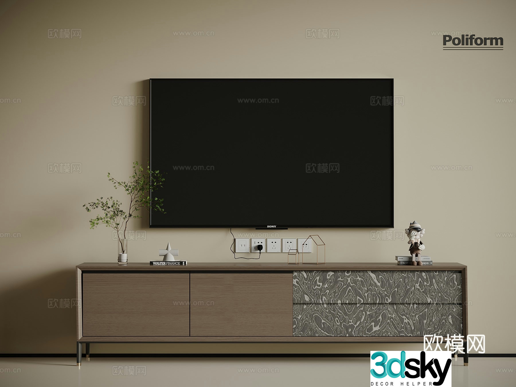 Modern Italian TV Cabinet 3D Model