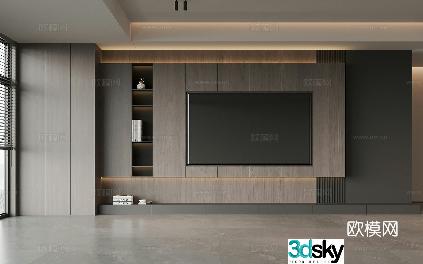 Modern Italian TV background wall 3d model