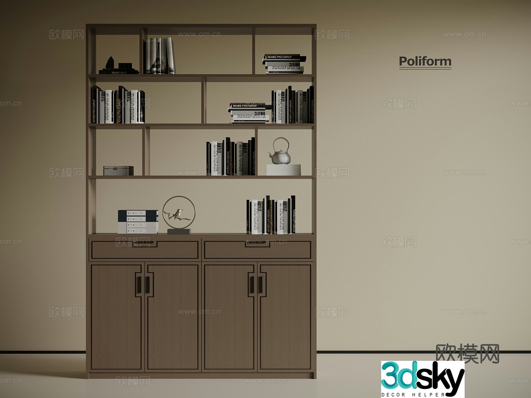 New Chinese style partition cabinet bookcase 3D model