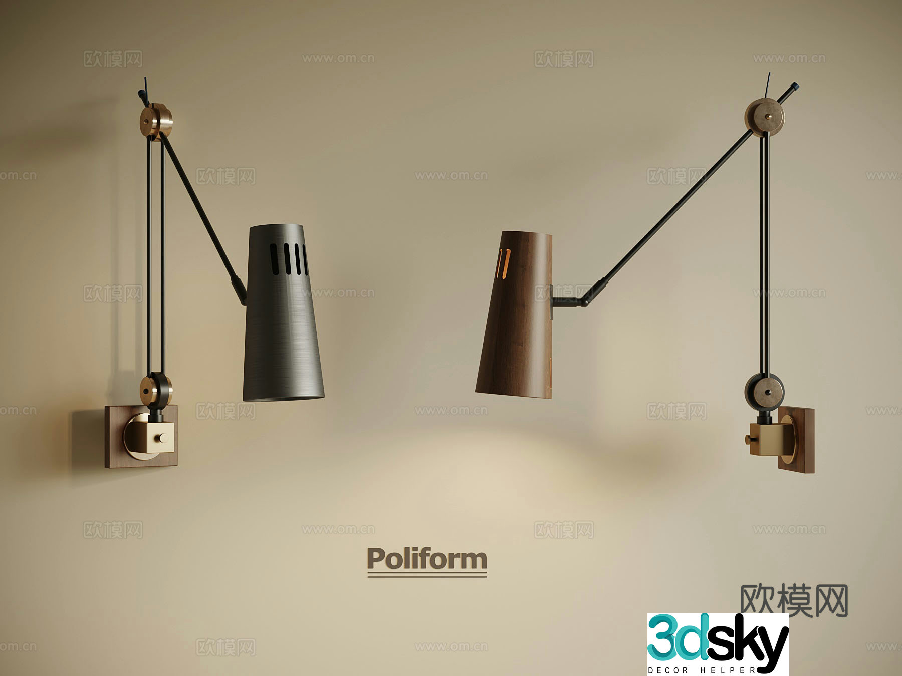 3D model of medieval style wall light