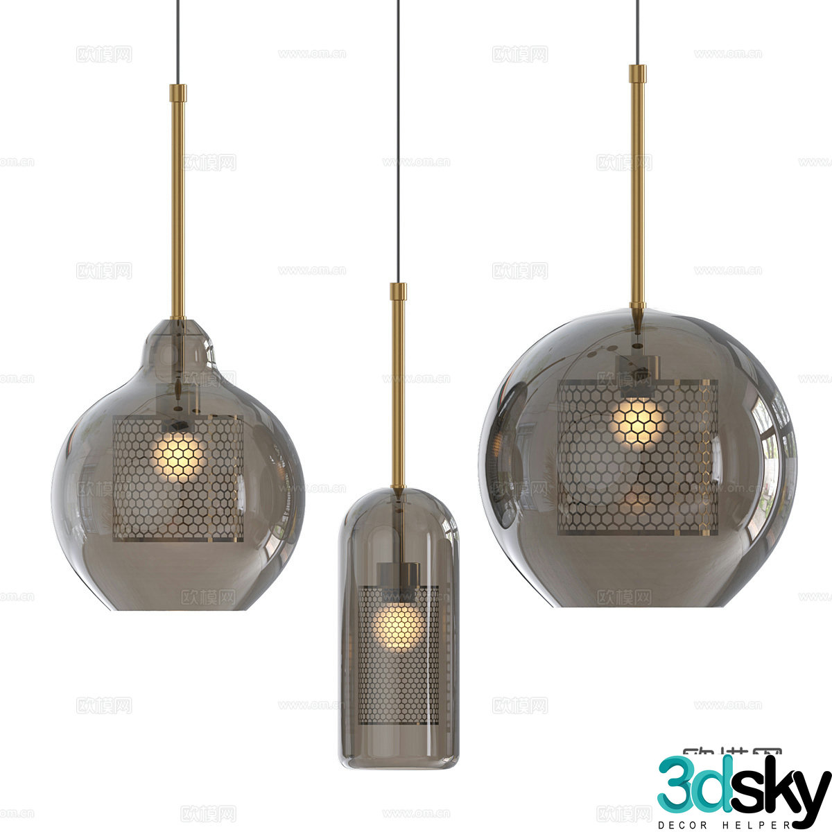 Modern Italian light luxury metallic glass decorative chandelier 3d model
