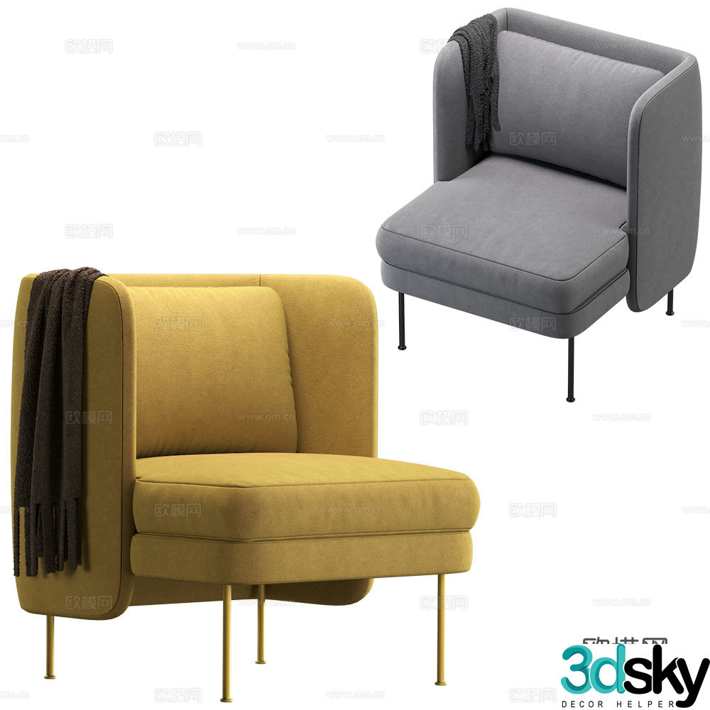 Modern Italian fabric armchair 3d model