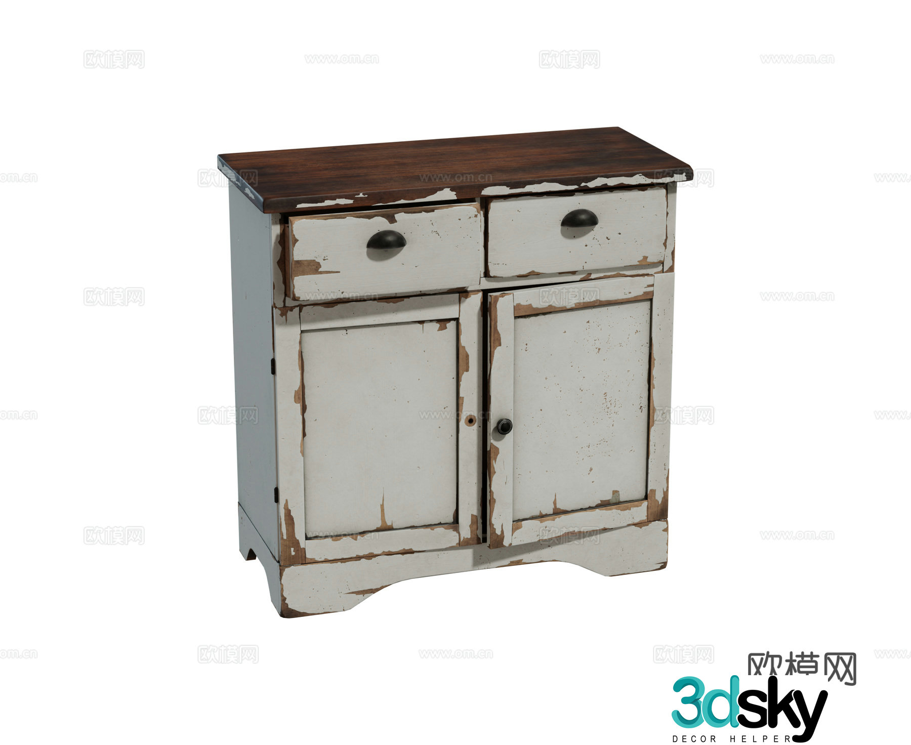 Modern retro sideboard storage cabinet painted wooden cabinet shoe cabinet combination 3D model