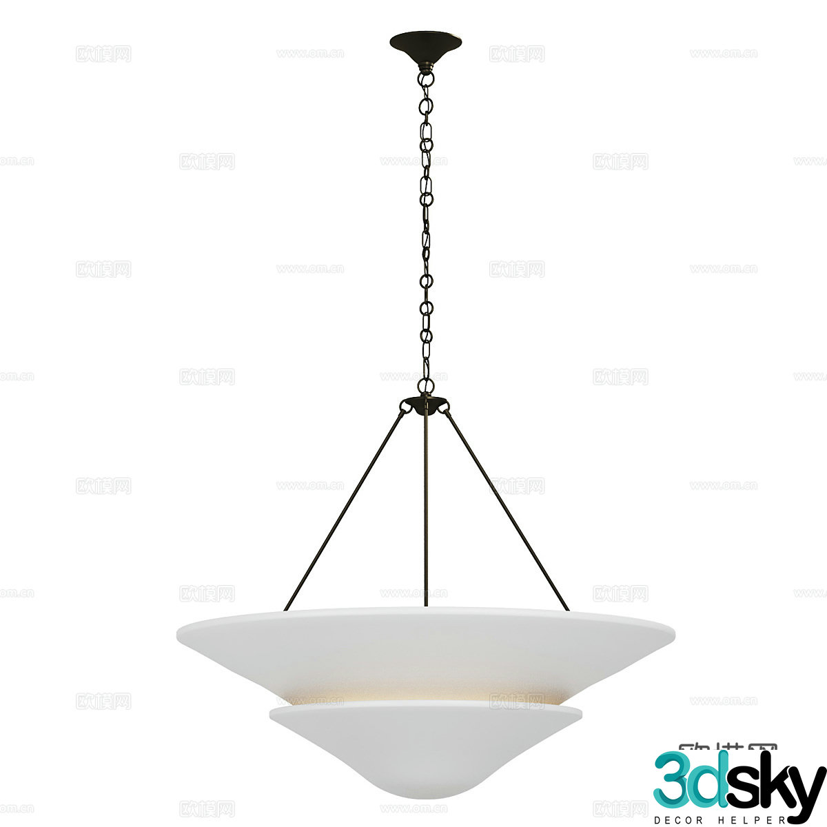 New Chinese style disc decorative chandelier 3D model