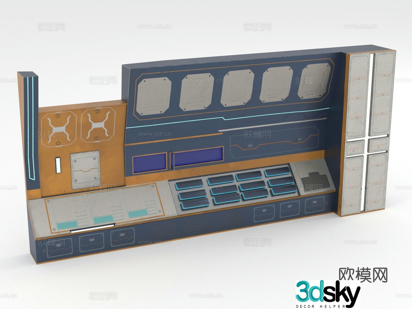 Wall rack cabinet console equipment rack 3d model