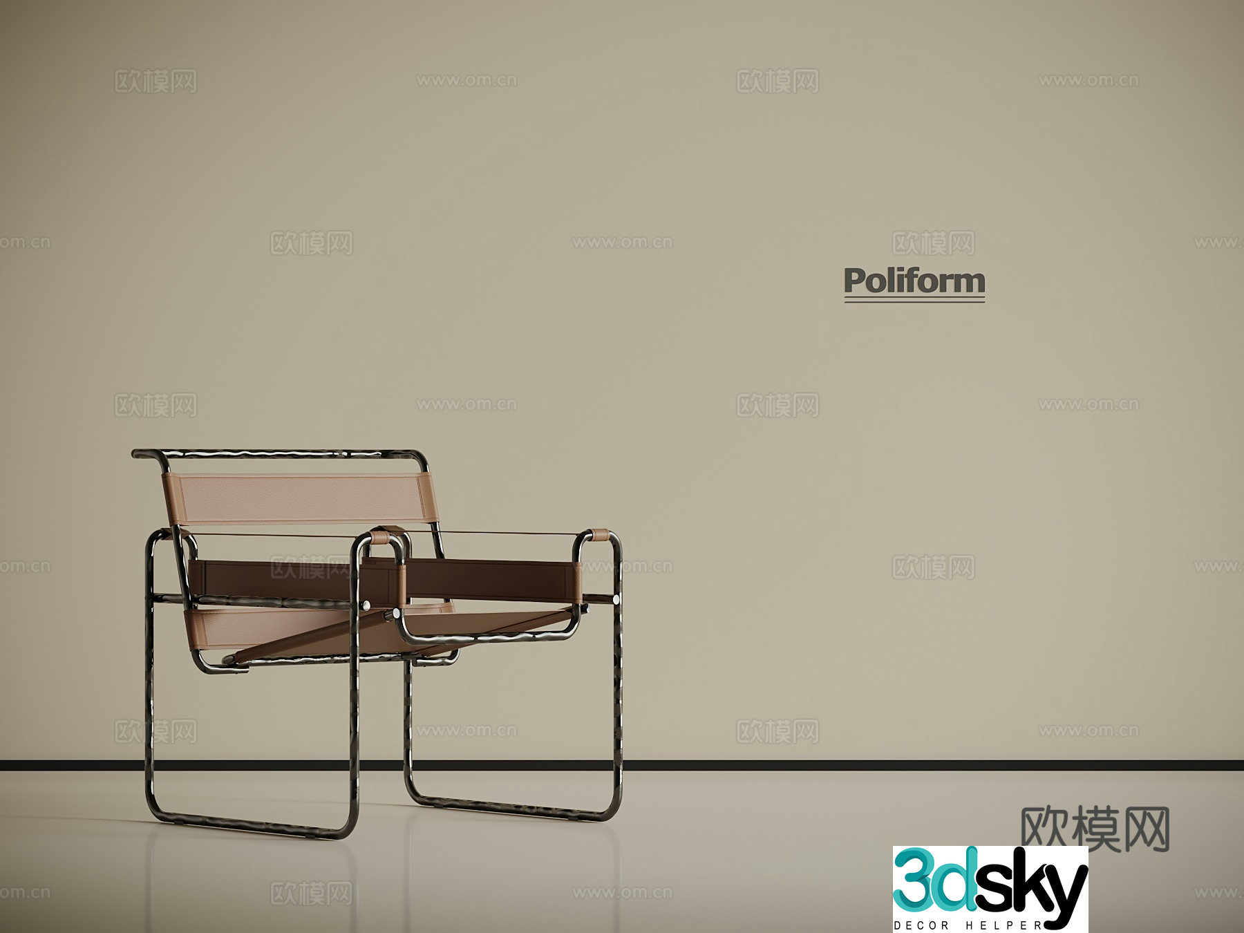 Modern Italian casual chair Metal leisure chair 3d model
