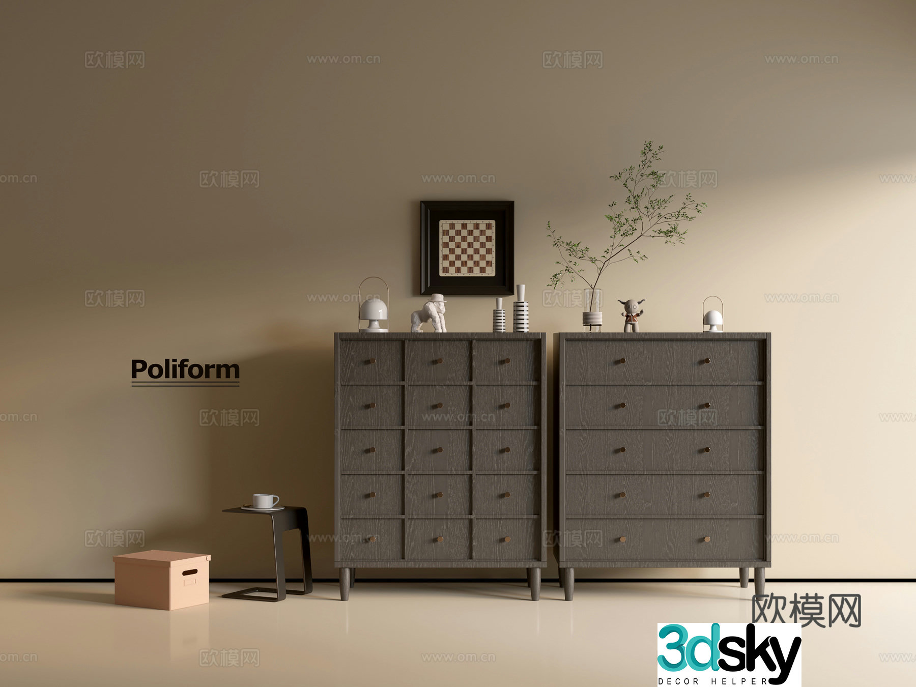 Modern wood grain cabinet ins wind minimalist wind cabinet whole cabinet sideboard balcony cabinet storage 3D model