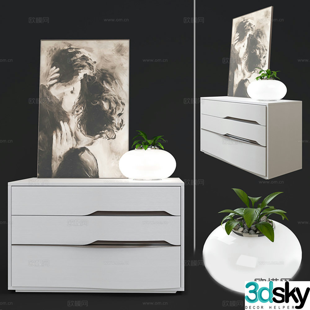 Cabinet Bedside Table Low Cabinet 3D Model