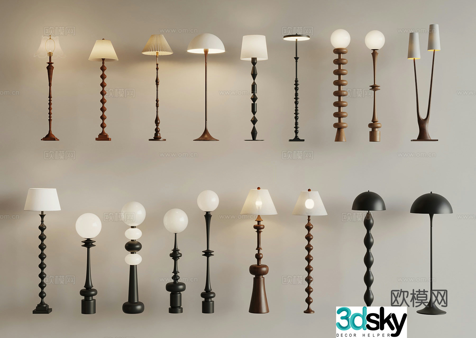 French floor lamp Middle style floor lamp 3D model
