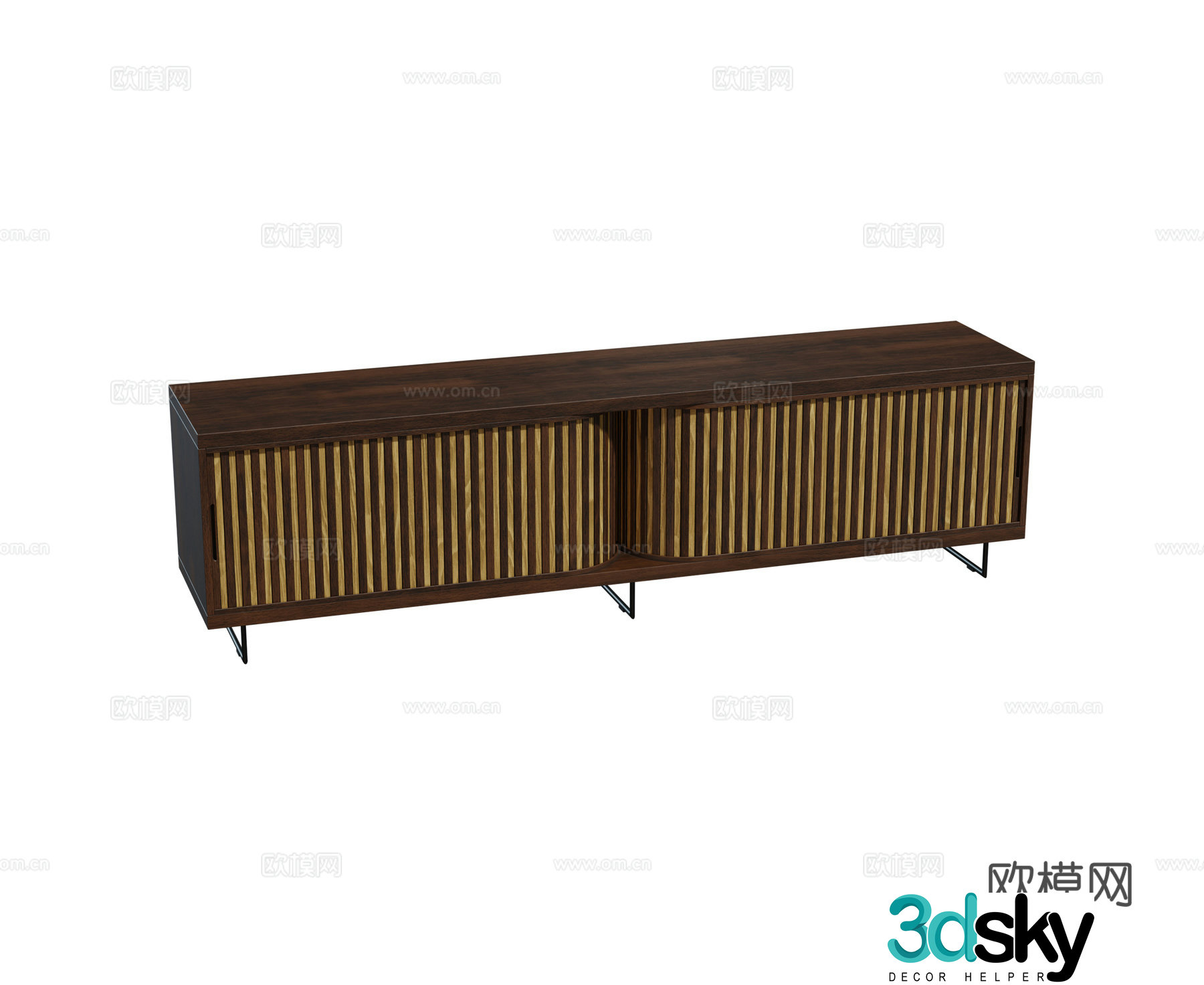 Modern retro solid wood cabinet TV cabinet sideboard storage cabinet combination 3D model