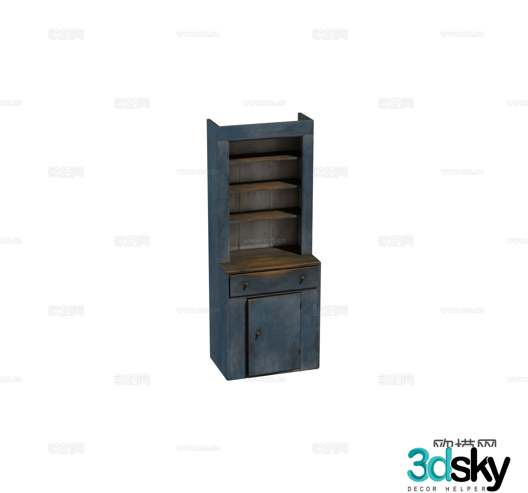 Retro wooden cabinet storage cabinet painted wooden cabinet wine cabinet combination 3D model