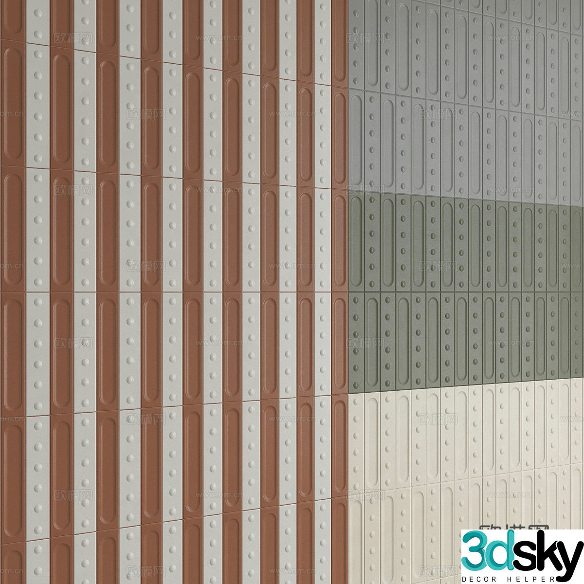 Ceramic tiles Flower tiles Strip tiles 3D model