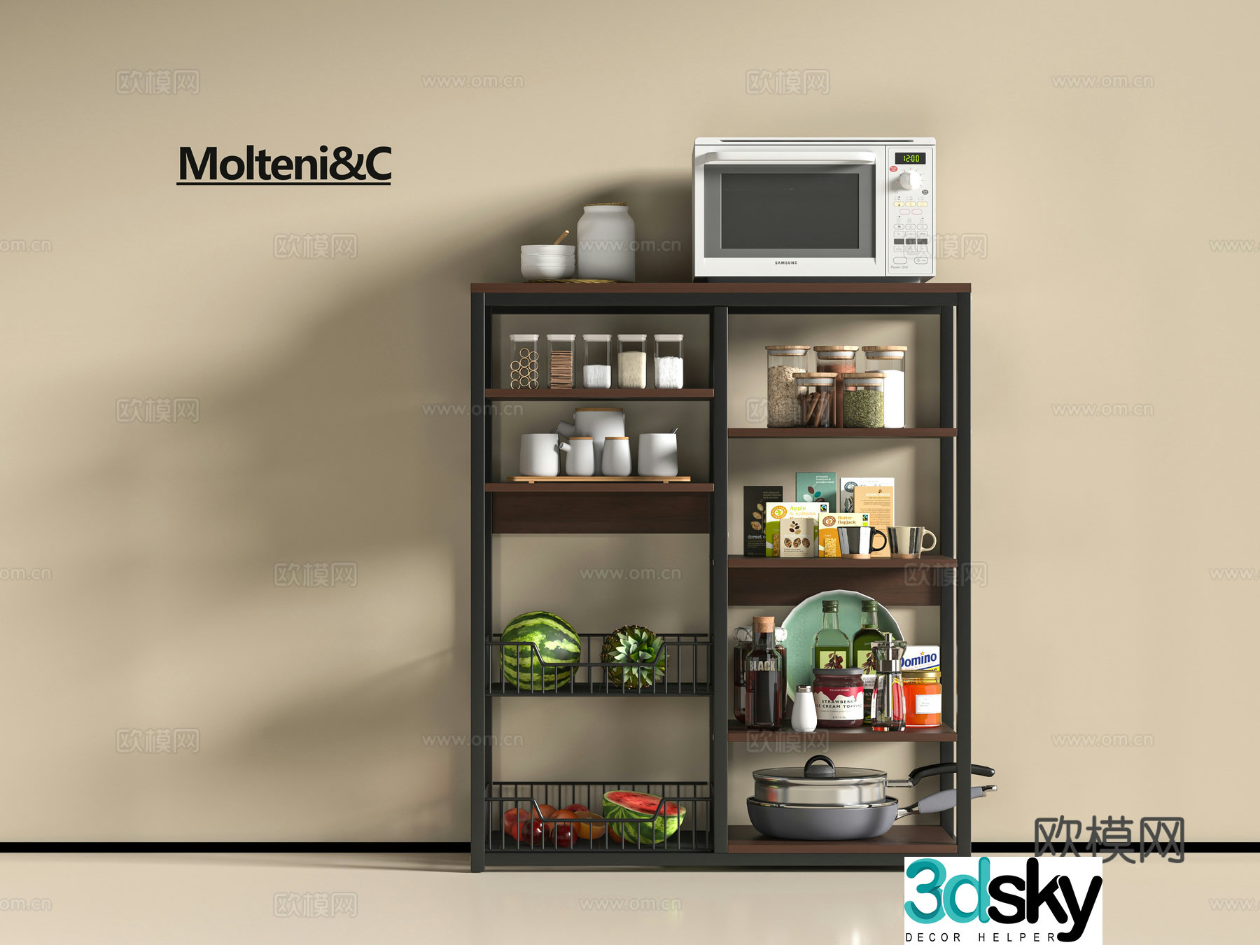 Modern kitchen shelf 3d model