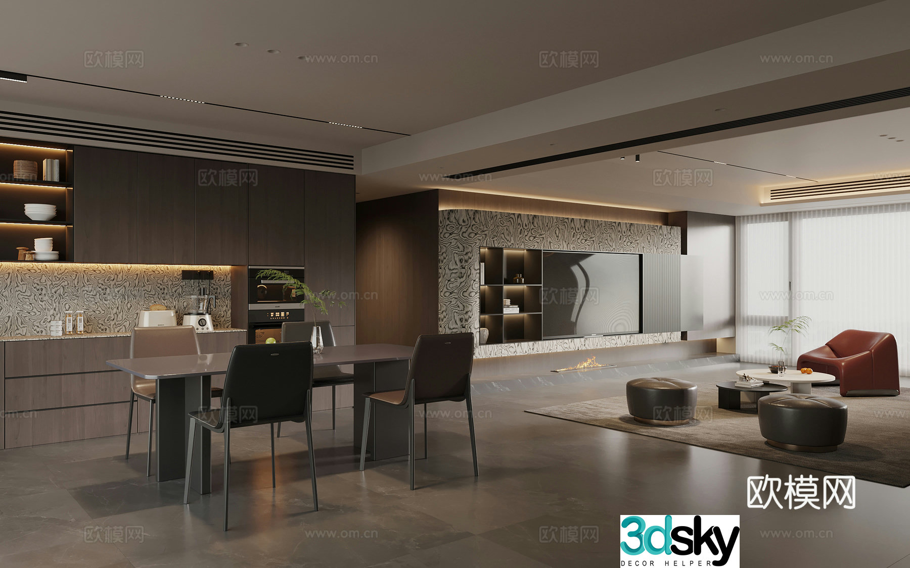Modern Italian living room 3d model