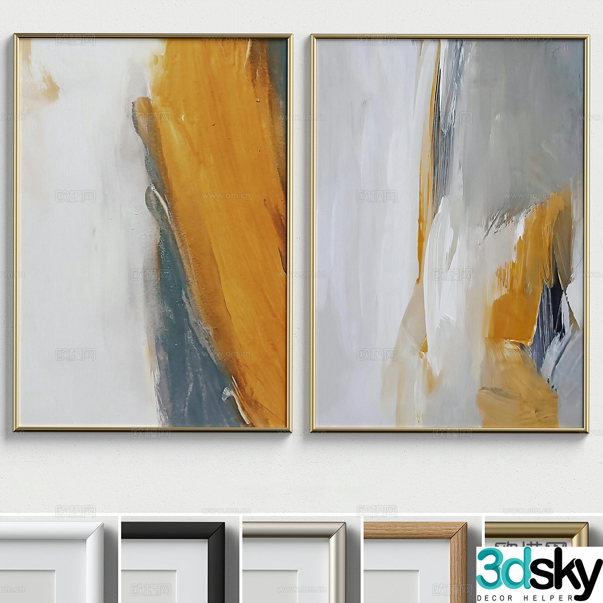 Modern Italian light luxury decoration hanging painting 3d model