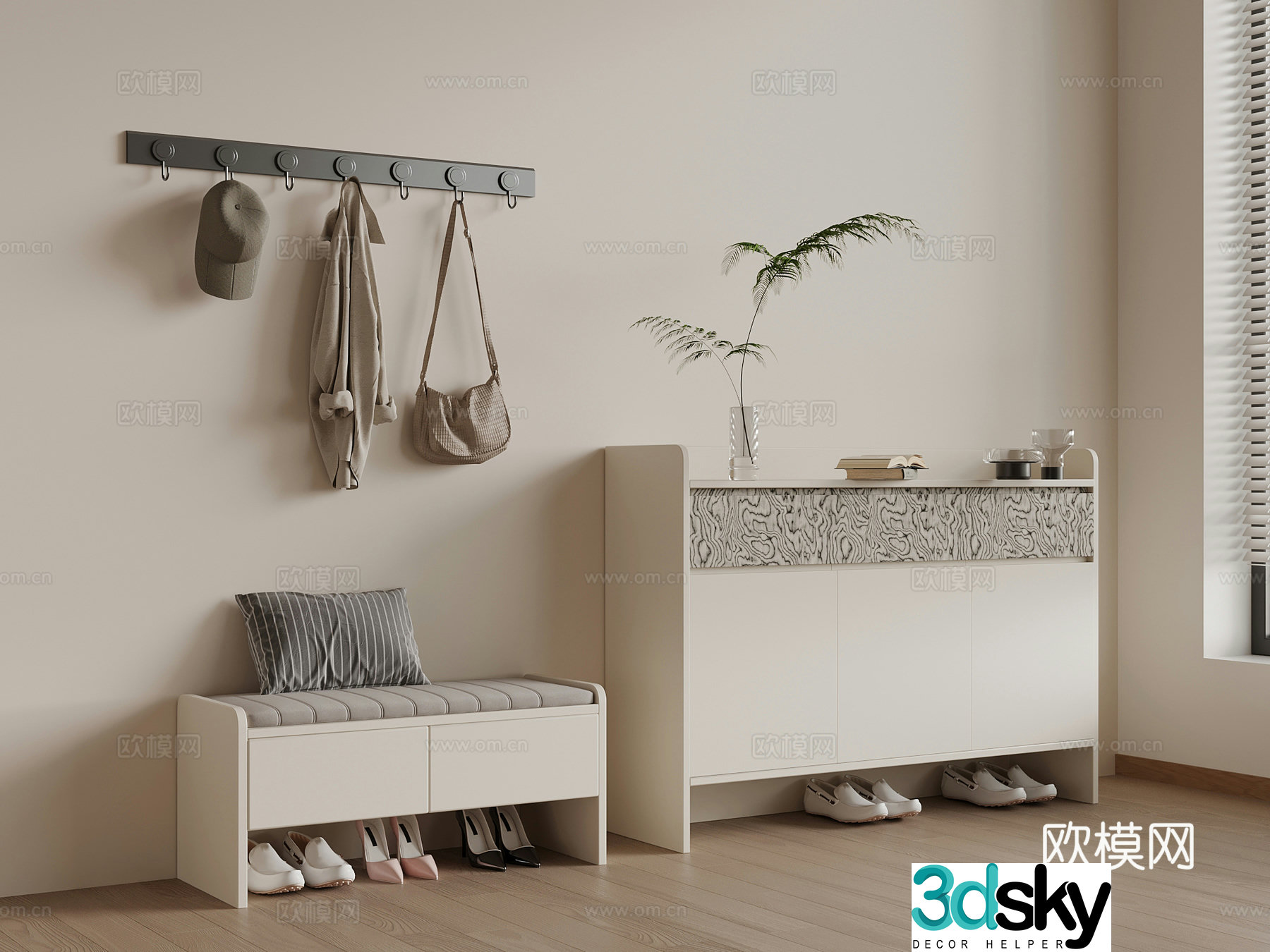 Modern Italian shoe cabinet 3d model