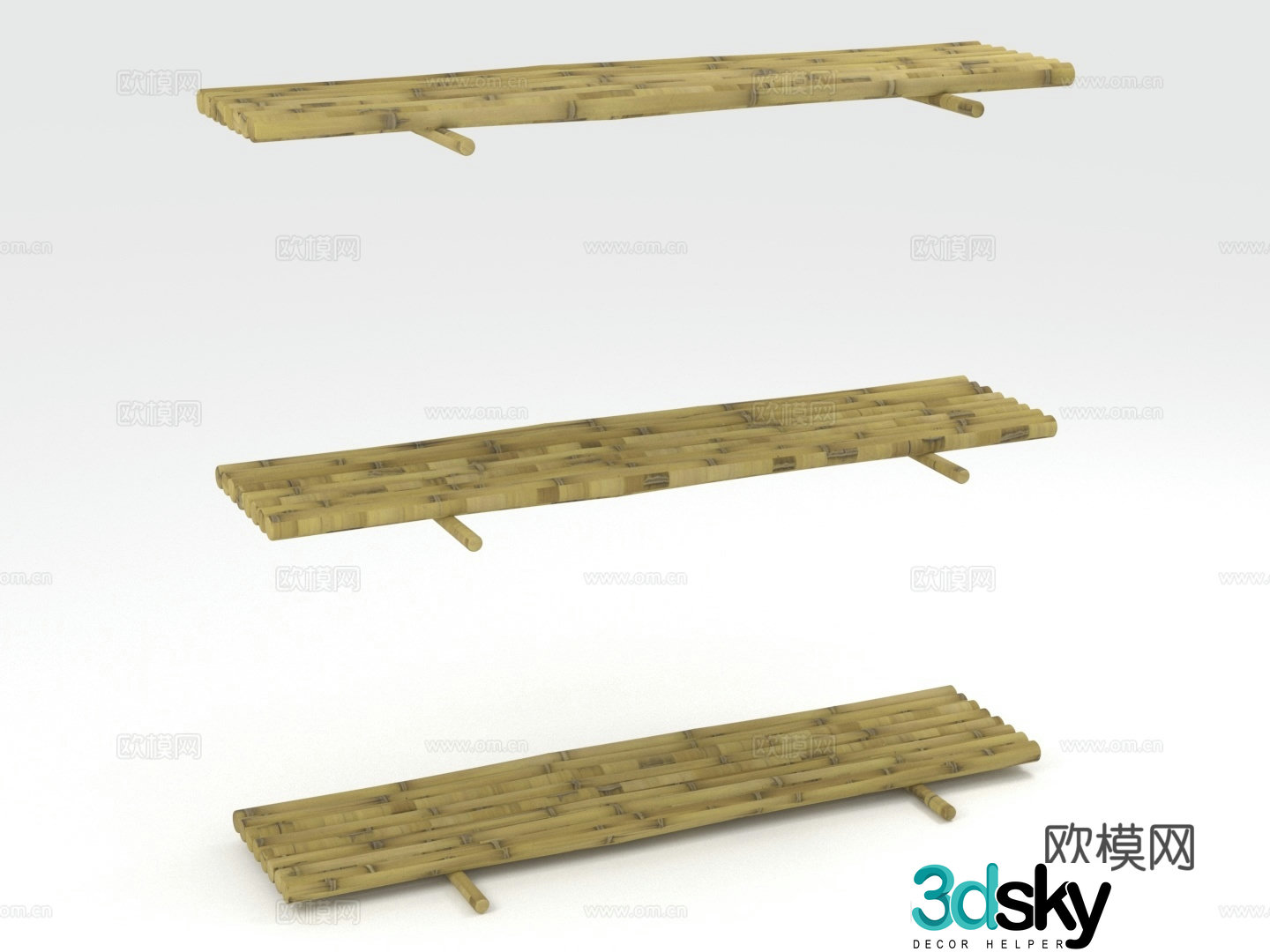Storage rack wall rack bamboo rack shelf 3D model