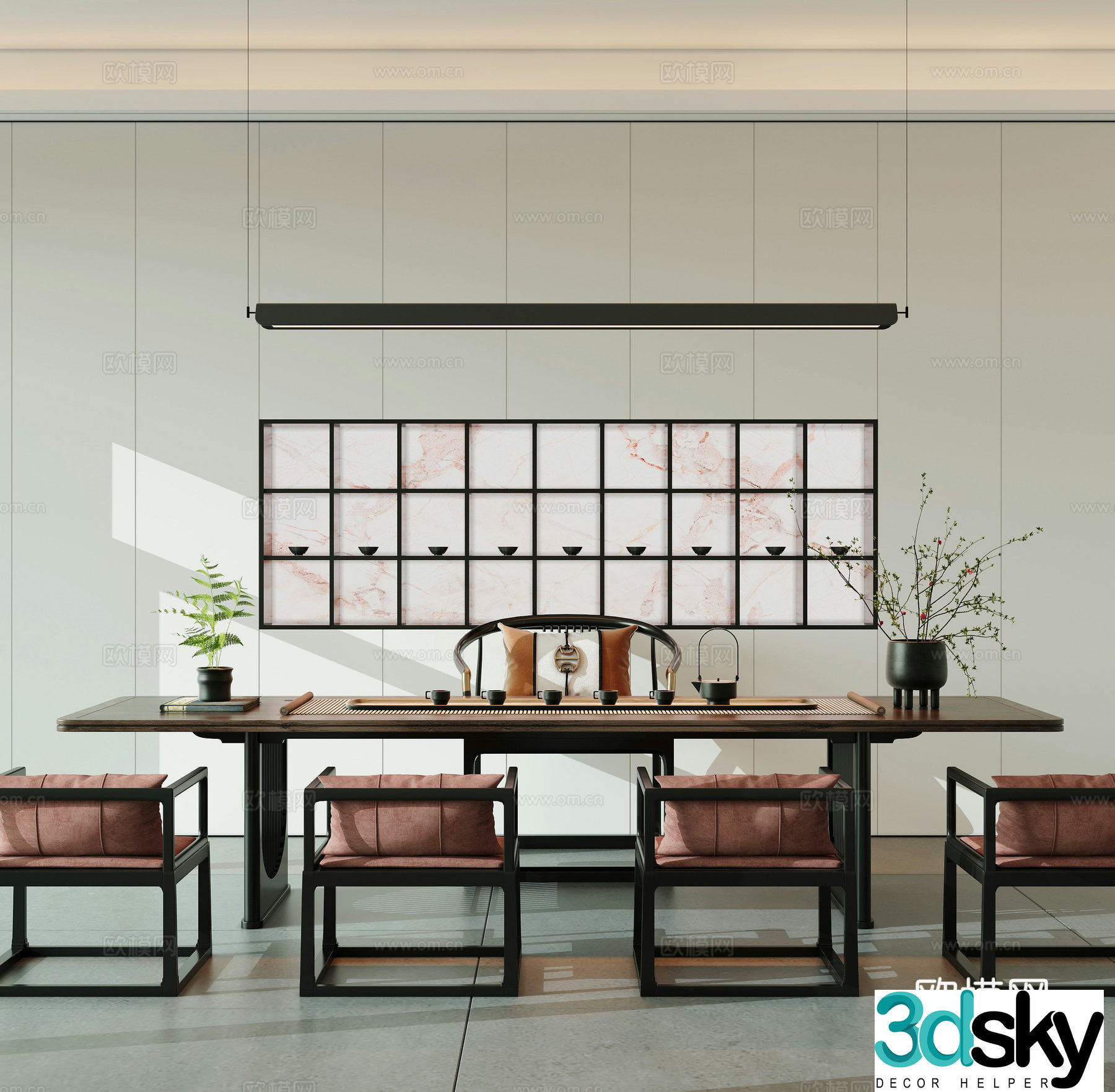 Modern minimalist tea room 3d model