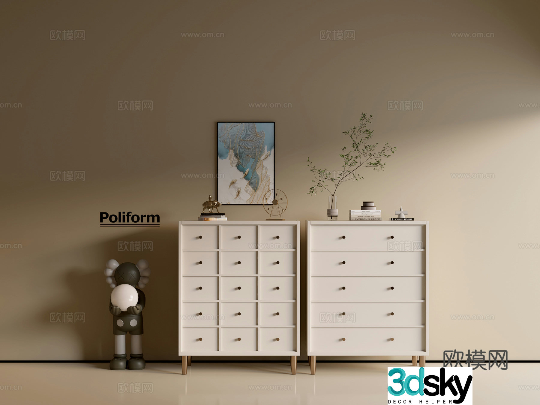 Modern cream wind chest of cabinet ins wind minimalist wind cabinet whole cabinet sideboard balcony cabinet 3d model