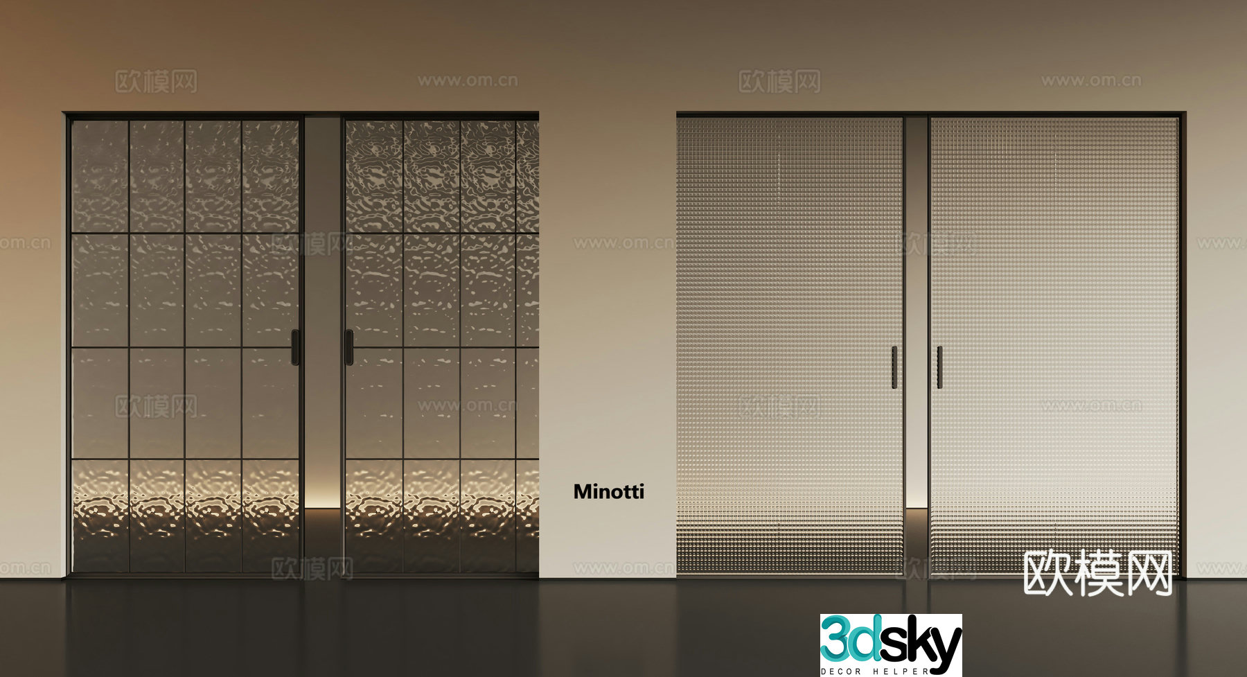 Modern sliding door sliding door glass sliding door pocket sliding door 3d model