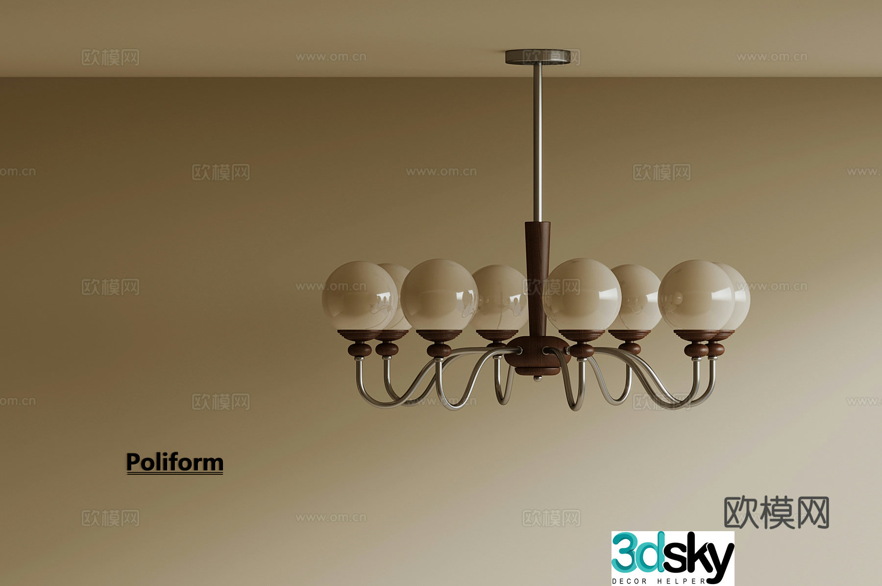 French medieval style chandelier 3d model