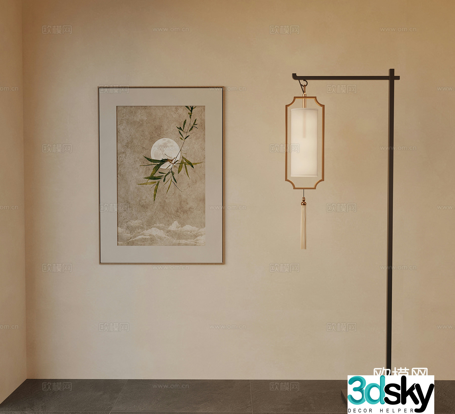 New Chinese style hanging painting 3D model