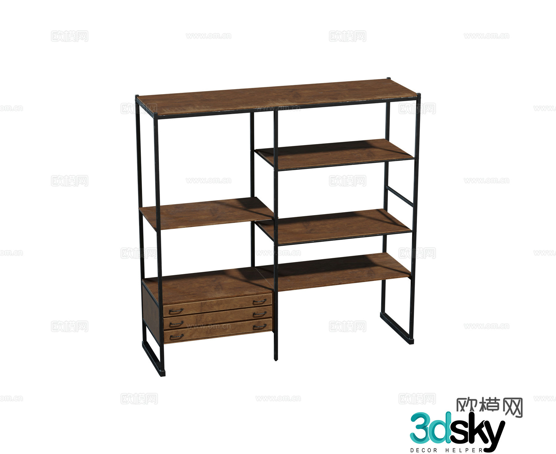 Modern old metal wooden shelf combination 3D model