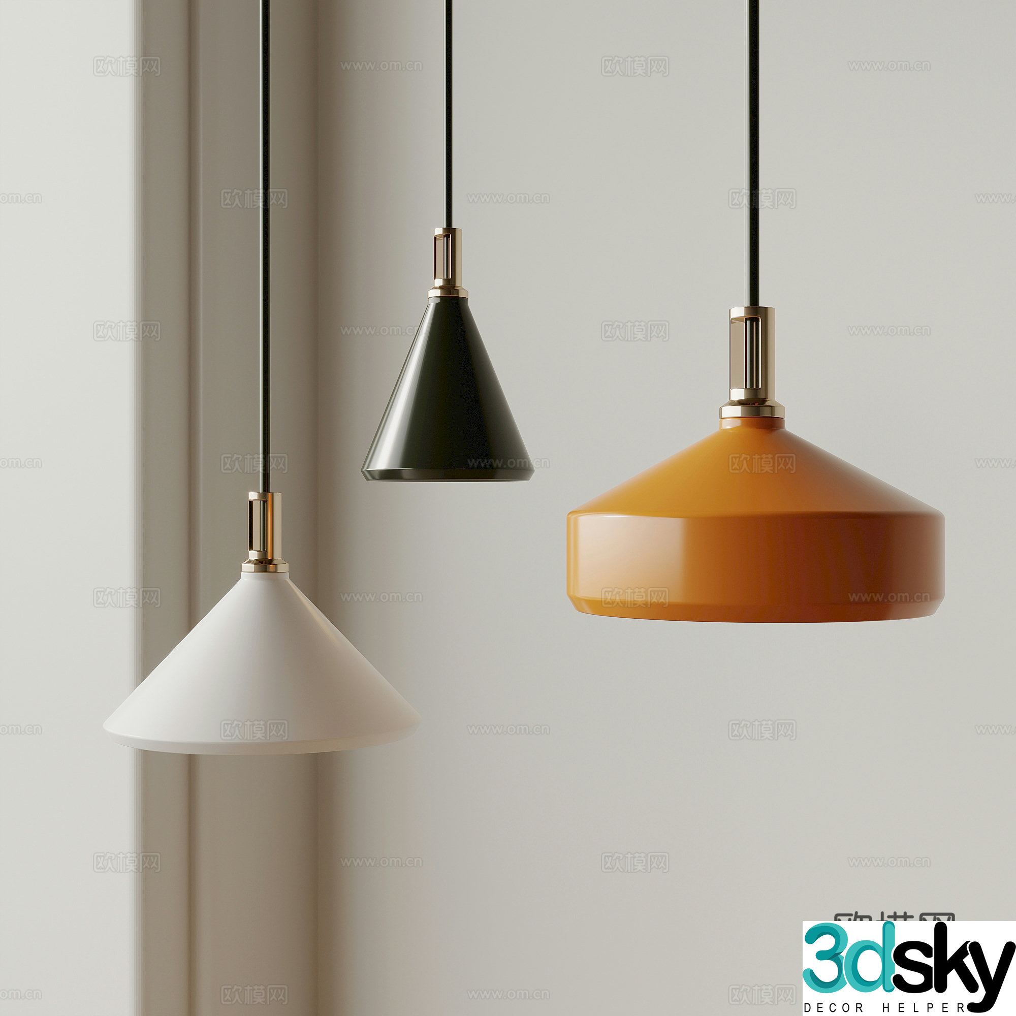 Modern simple small chandelier fishing line chandelier 3d model