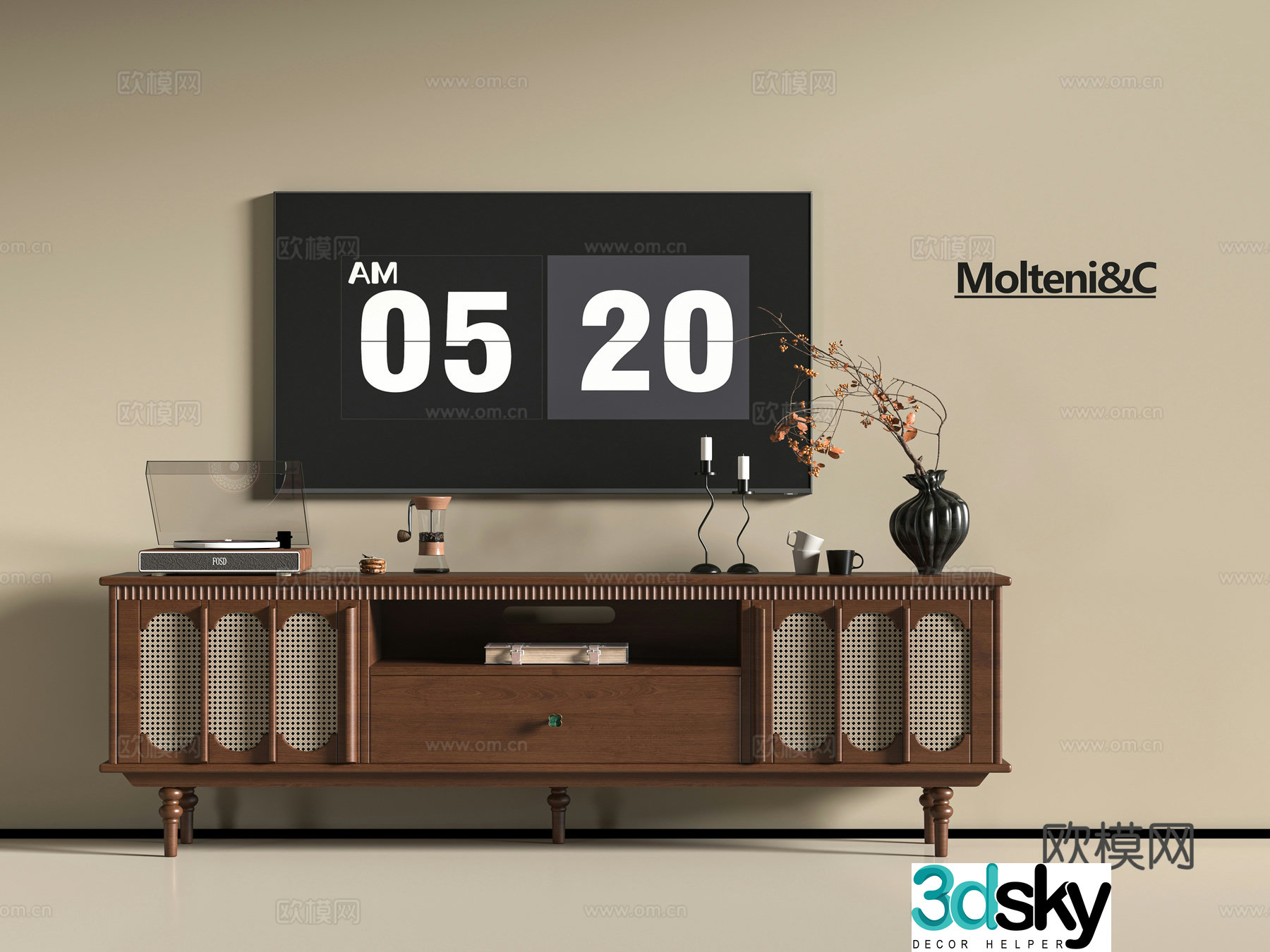 Middle-aged TV cabinet 3D model