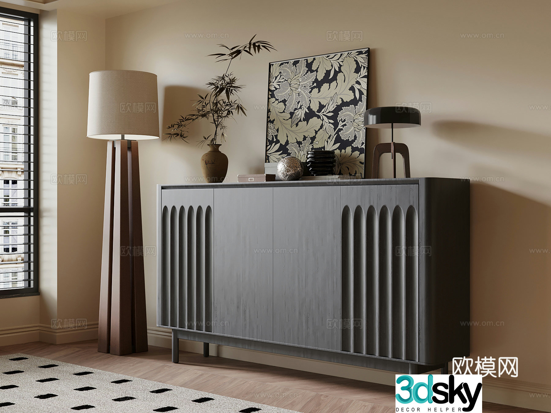 French medieval style entrance cabinet 3D model