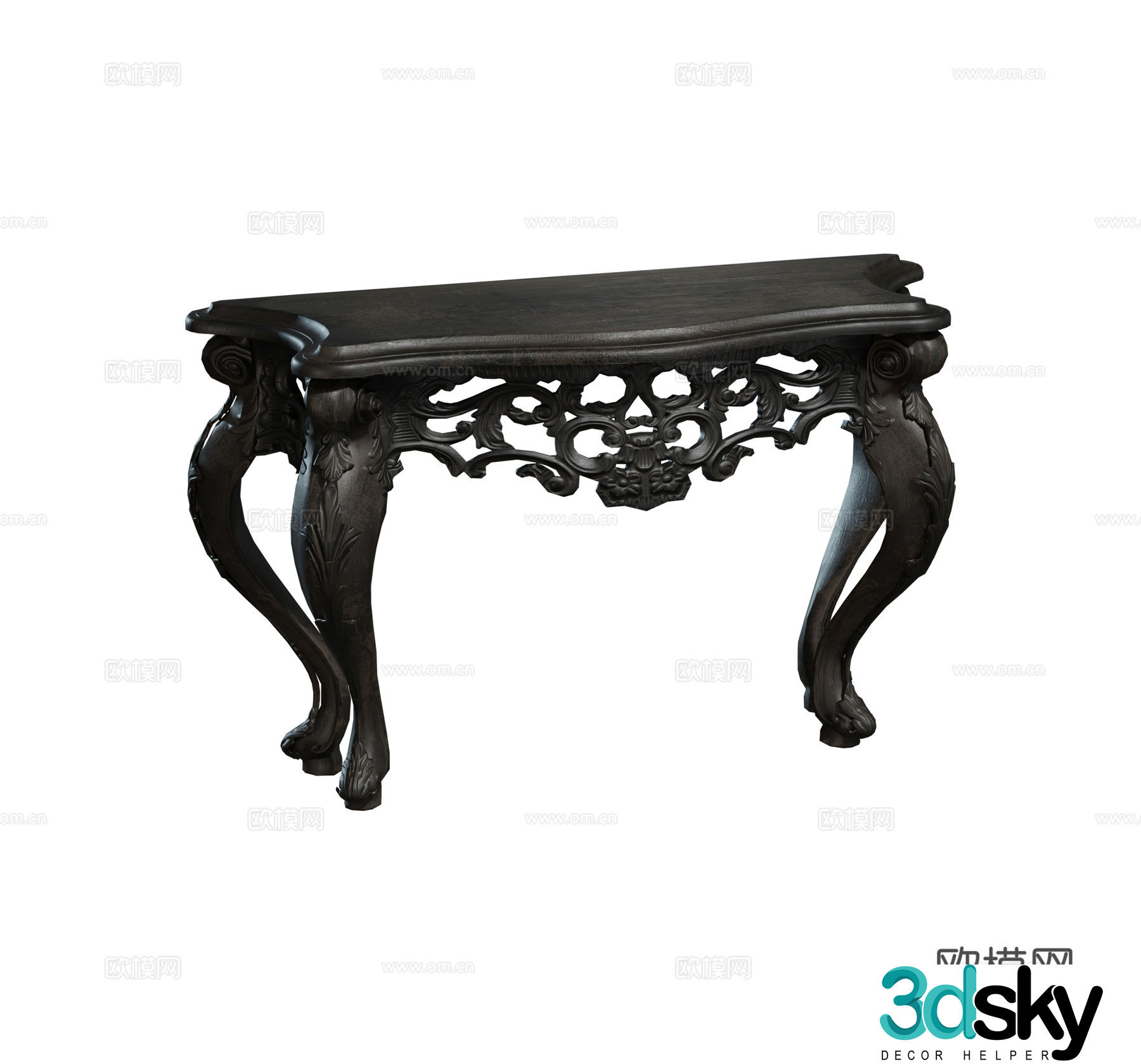 Chinese style mahogany solid wood furniture porch cabinet wenge wooden strips antique altar table oval combination 3D model