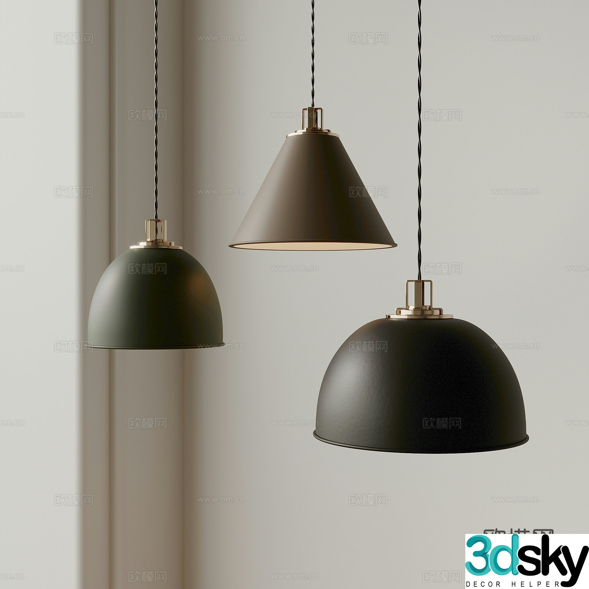 Modern simple small chandelier fishing line chandelier 3d model