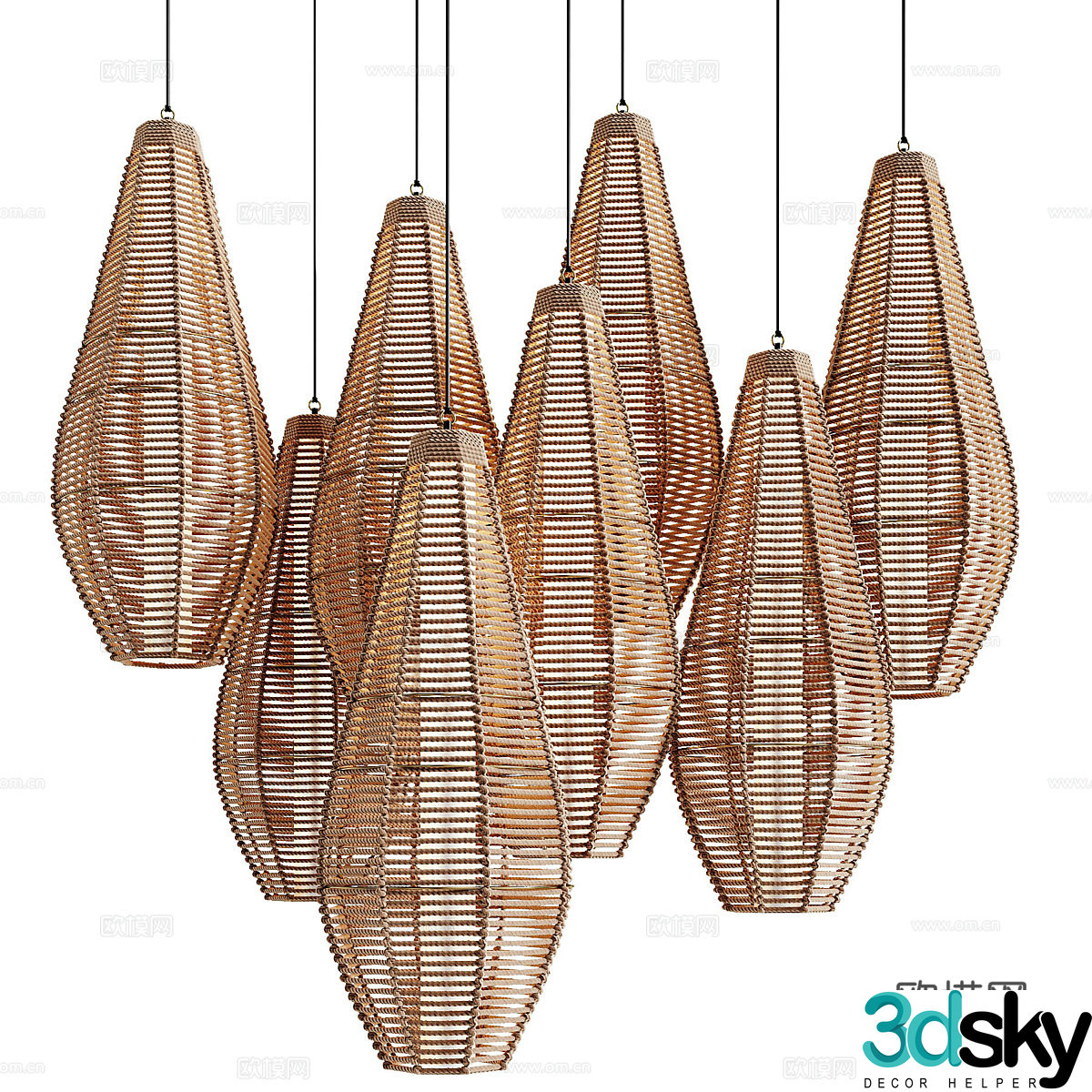 New Chinese style wasabi decorative chandelier 3D model