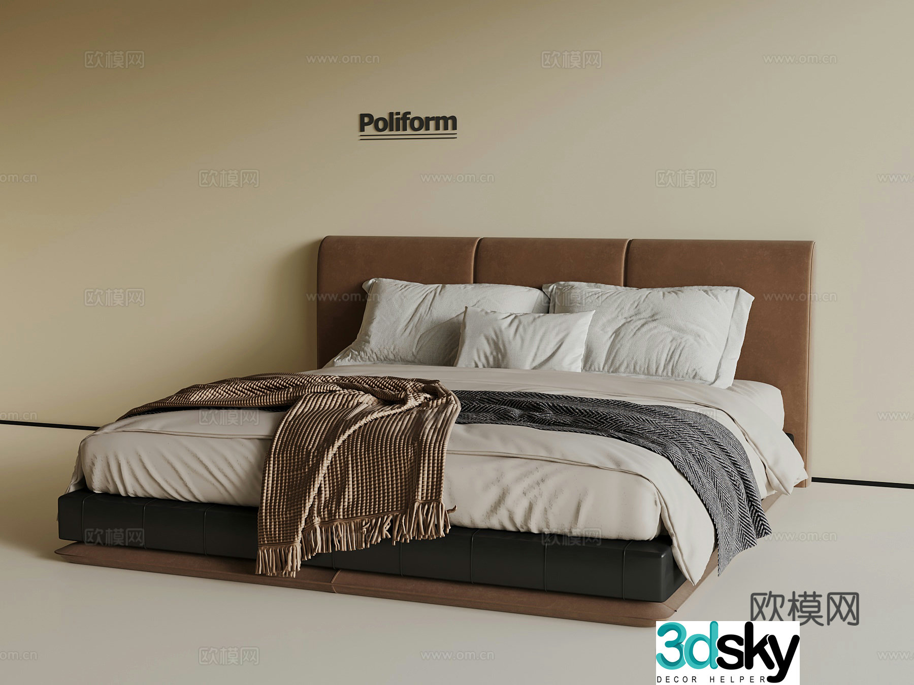 Modern double bed Middle style double bed 3d model