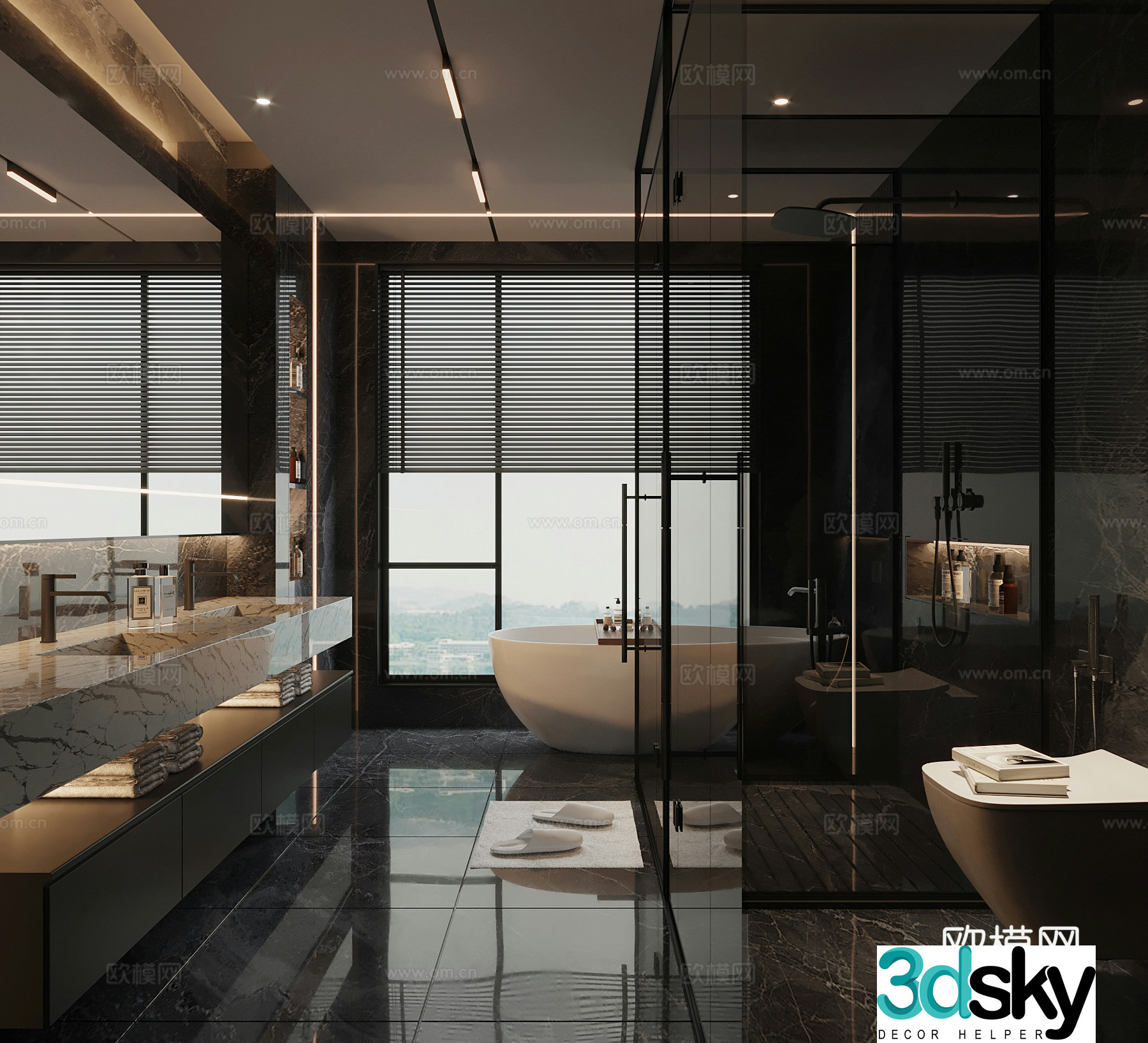 Modern Italian bathroom bathroom cabinet shower room 3d model