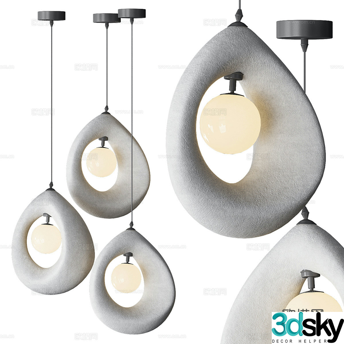 Modern Wasabi Ceramic Decorative Chandelier 3D Model