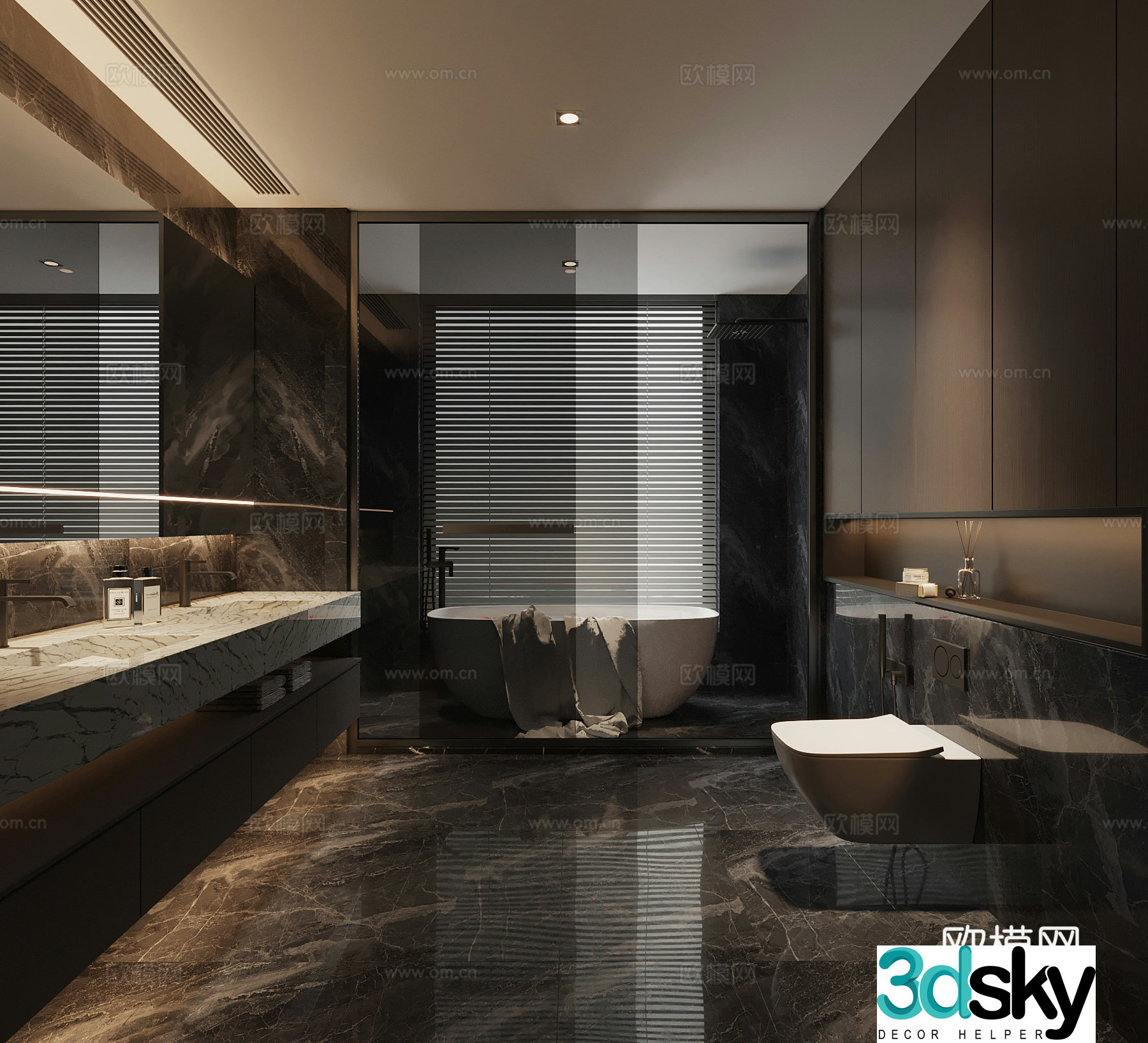 Modern Italian bathroom bathroom cabinet shower room 3d model