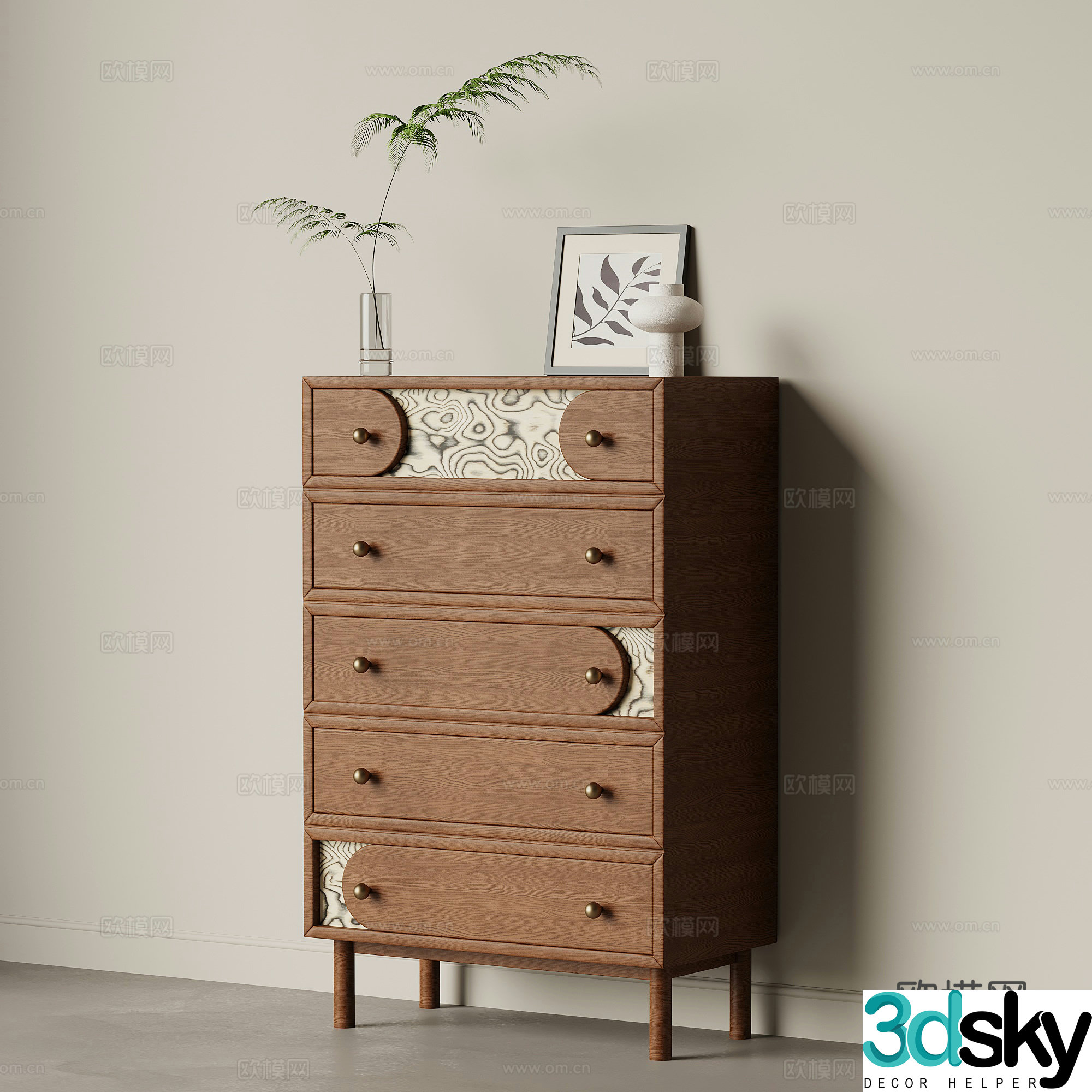 French medieval entrance cabinet side cabinet chest cabinet 3d model