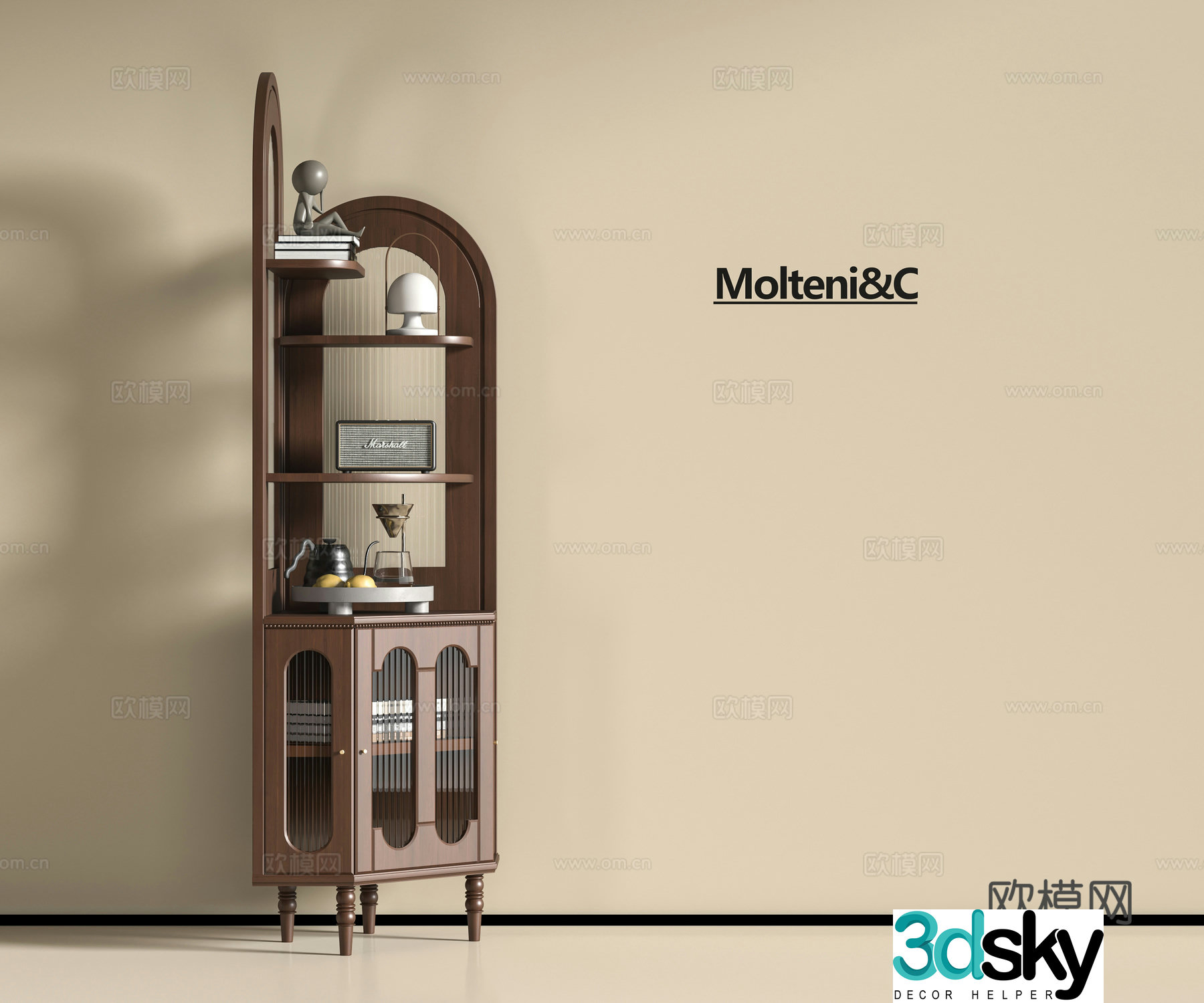 Modern corner bookcase 3d model