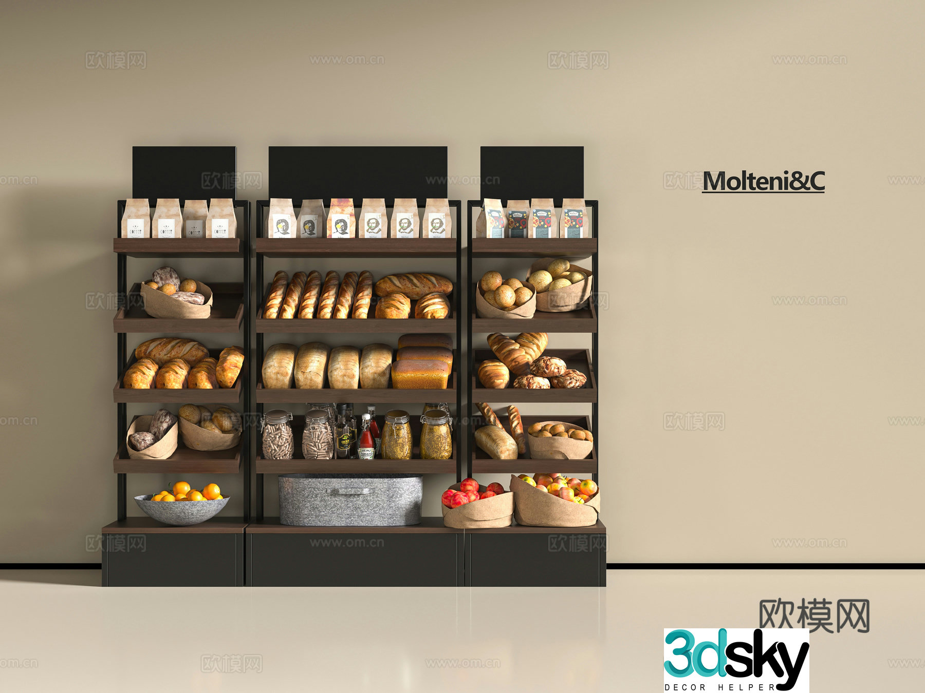 Modern bakery showcase 3d model