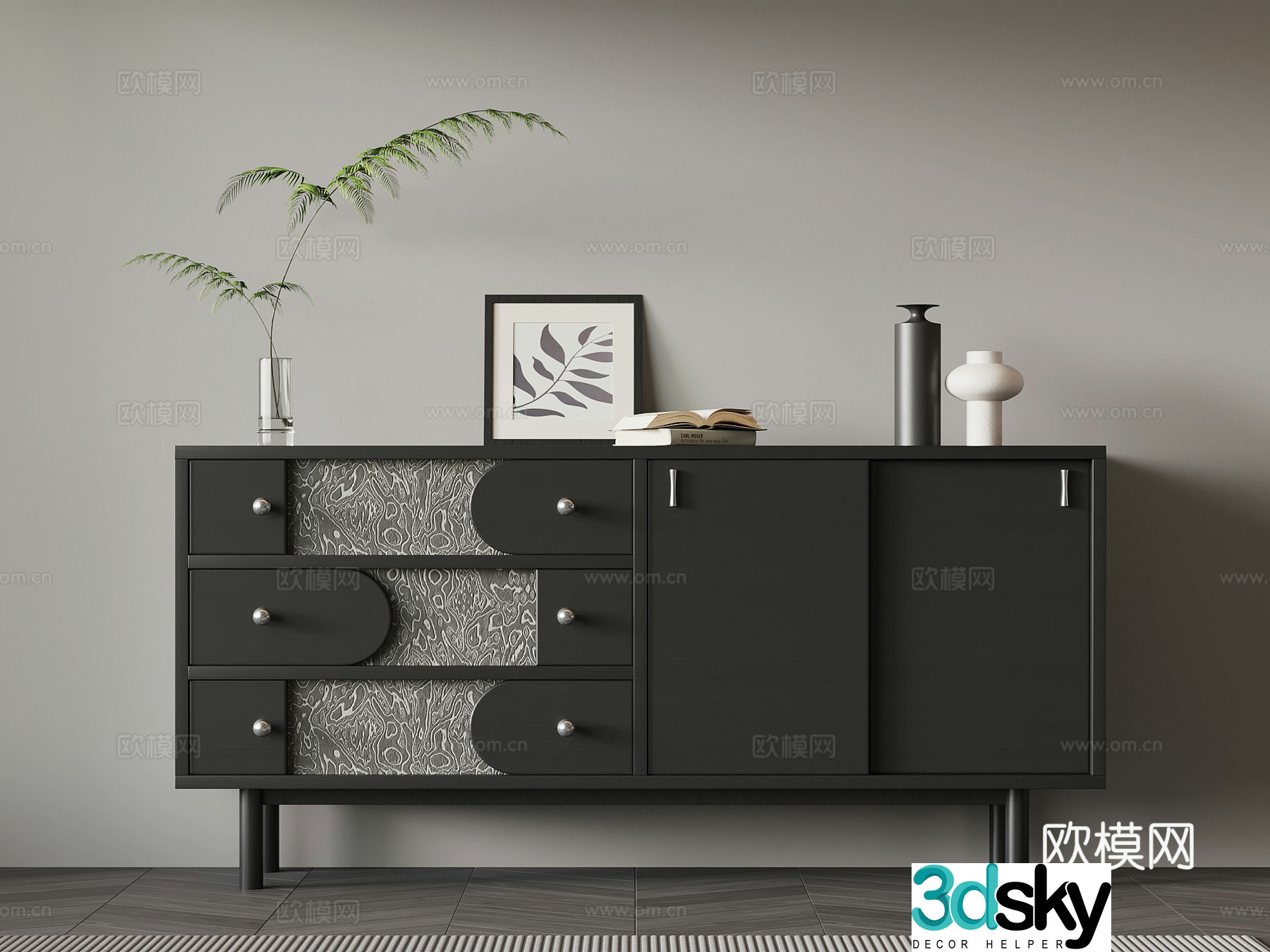 Modern Italian style entrance cabinet side cabinet 3D model