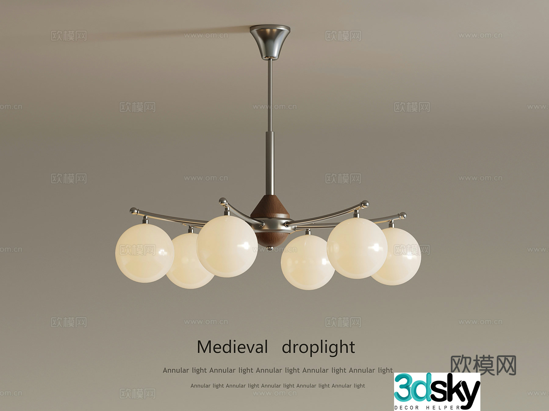 French medieval style chandelier 3d model